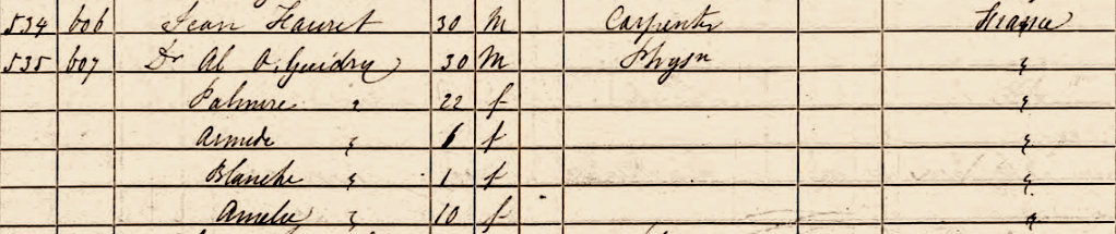 1850 census Jean Foucret(Guidry