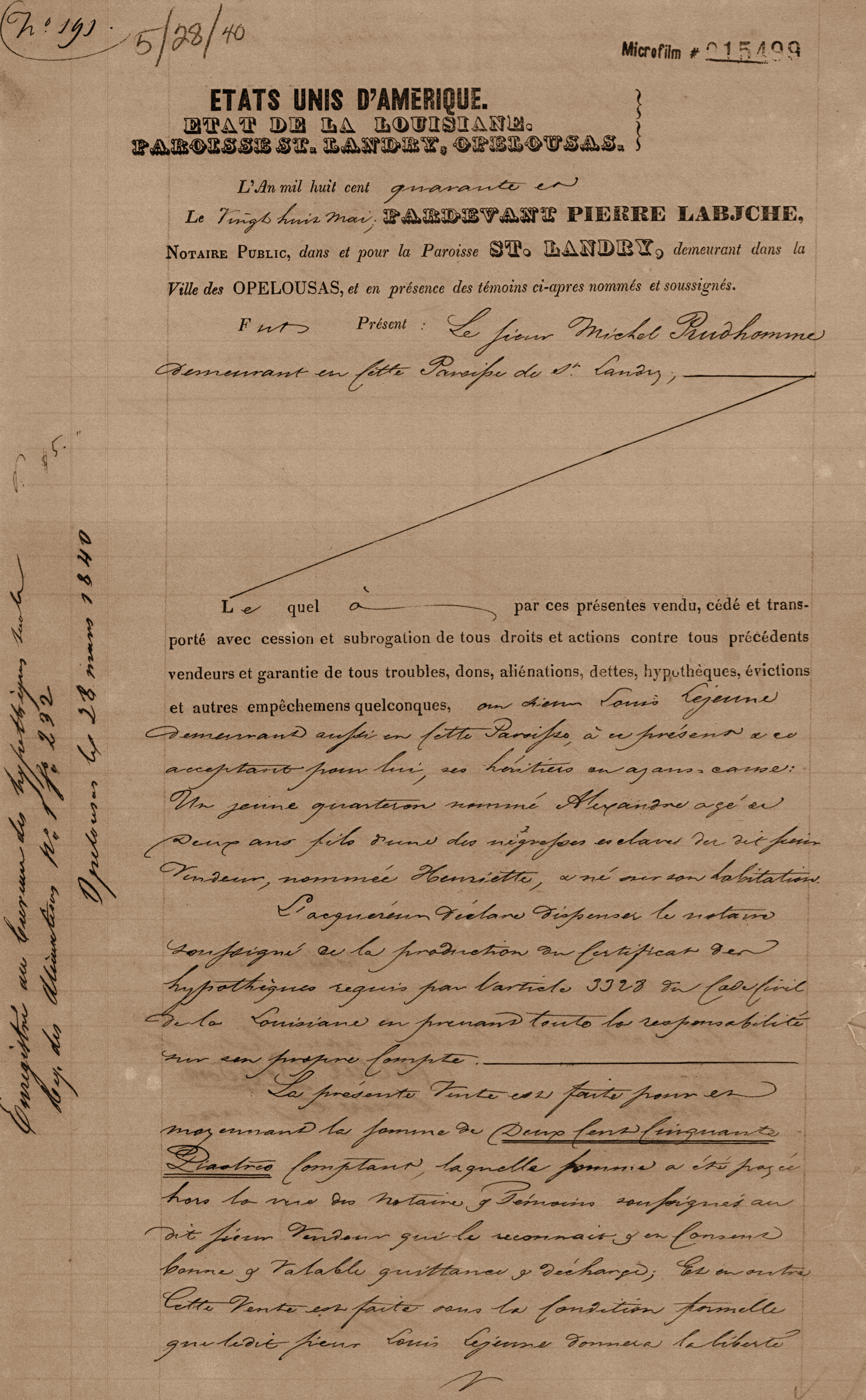 Michel Prudhomme to Louis Lejeaune (Sale of Alexandre) (1)